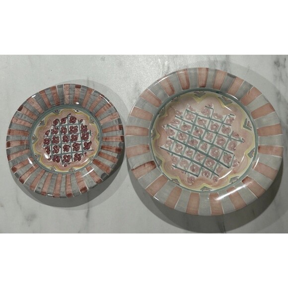 Mackenzie Childs Other - Vintage Mackenzie-Childs Rose Cottage Wide Rim Bowl & 7” Plate Garden Party Lux